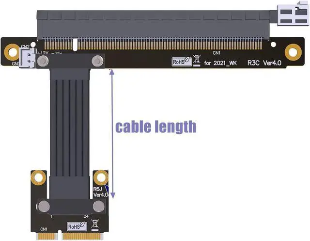 Alt view image 2 of 5 - Mini-Pcie Wireless Network Card to Pcie 4.0 x1/ x4/ x16 Riser Extension Cable PCIe 4.0 mPCIe M.2 NVME SSD Motherboard Riser Ribbon Extender (25cm,Pcie4.0 16X R63JC)