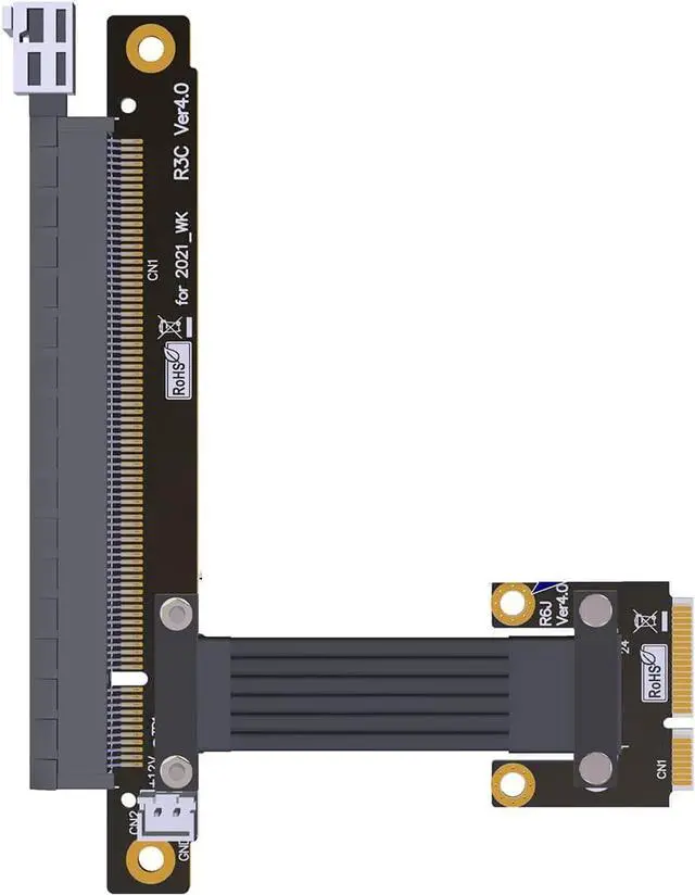 Alt view image 3 of 5 - Mini-Pcie Wireless Network Card to Pcie 4.0 x1/ x4/ x16 Riser Extension Cable PCIe 4.0 mPCIe M.2 NVME SSD Motherboard Riser Ribbon Extender (25cm,Pcie4.0 16X R63JC)