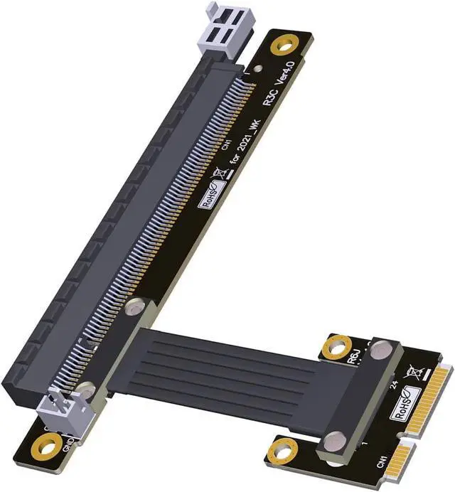 Alt view image 4 of 5 - Mini-Pcie Wireless Network Card to Pcie 4.0 x1/ x4/ x16 Riser Extension Cable PCIe 4.0 mPCIe M.2 NVME SSD Motherboard Riser Ribbon Extender (25cm,Pcie4.0 16X R63JC)