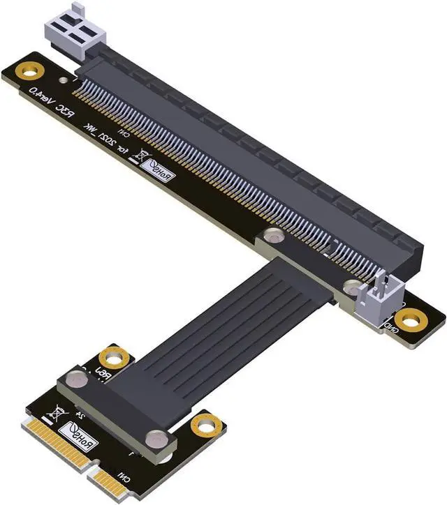 Alt view image 5 of 5 - Mini-Pcie Wireless Network Card to Pcie 4.0 x1/ x4/ x16 Riser Extension Cable PCIe 4.0 mPCIe M.2 NVME SSD Motherboard Riser Ribbon Extender (25cm,Pcie4.0 16X R63JC)