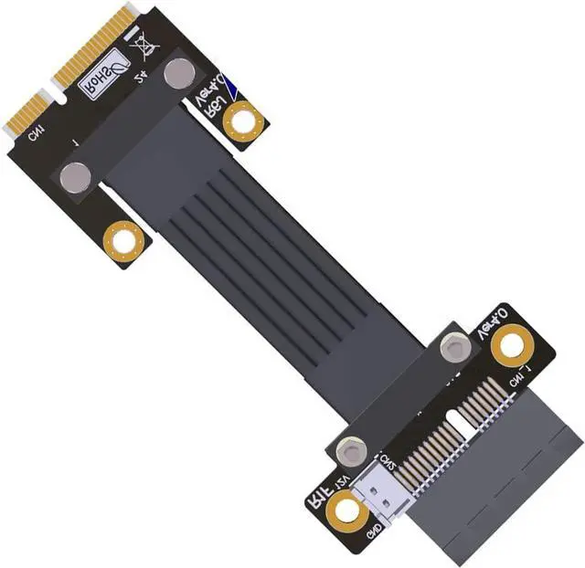Alt view image 3 of 5 - Mini-Pcie Wireless Network Card to Pcie 4.0 x1/ x4/ x16 Riser Extension Cable PCIe 4.0 mPCIe M.2 NVME SSD Motherboard Riser Ribbon Extender (15cm,Pcie4.0 1X R61JF)