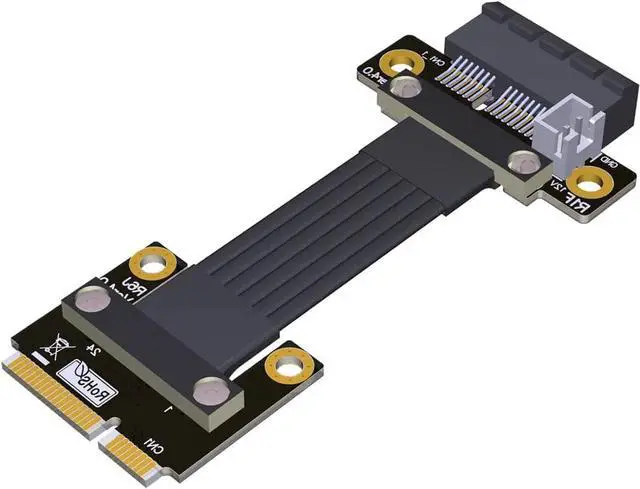 Alt view image 4 of 5 - Mini-Pcie Wireless Network Card to Pcie 4.0 x1/ x4/ x16 Riser Extension Cable PCIe 4.0 mPCIe M.2 NVME SSD Motherboard Riser Ribbon Extender (15cm,Pcie4.0 1X R61JF)