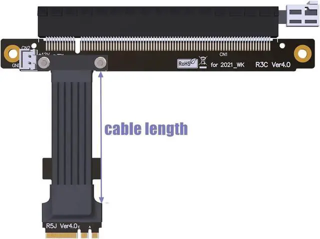Alt view image 2 of 6 - PCI-e 4.0 M.2 WiFi A.E Key A+E to PCI-e x1/ x4/ x16 Slot Riser Extender Adapter Card Ribbon Gen4.0 PCIE Cable Wireless Network Card 8G/BPS (15cm,Pcie4.0 16x R53JC)