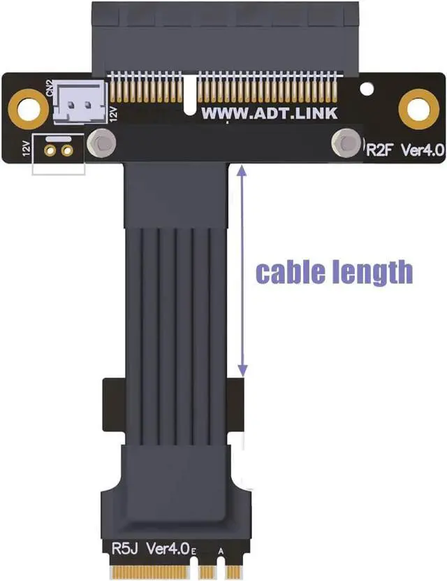Alt view image 3 of 6 - PCI-e 4.0 M.2 WiFi A.E Key A+E to PCI-e x1/ x4/ x16 Slot Riser Extender Adapter Card Ribbon Gen4.0 PCIE Cable Wireless Network Card 8G/BPS (25cm,Pcie4.0 4X R52JF)
