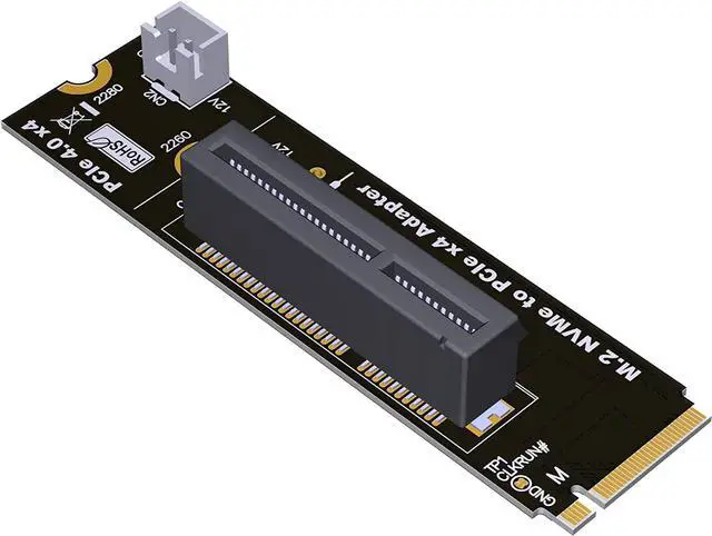 Main image of NVMe M2 Key-M to PCI-e 4.0 4X 1X Slot Riser Card with 4 Pin MOLEX Power Cable M.2 2260 2280 SSD Port to PCIE Adapter Converter Multiplier for BTC Miner Mining (R42A)