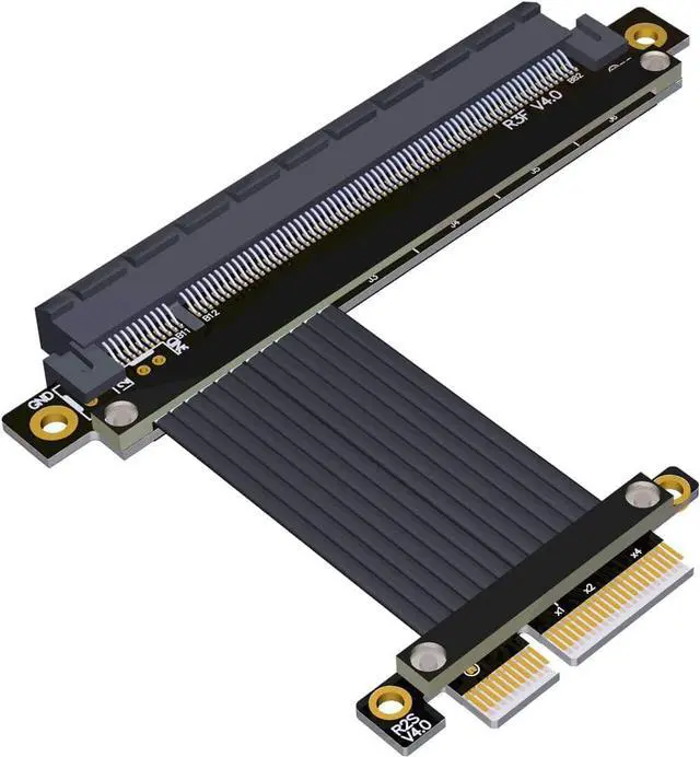 Main image of PCI-E 4.0 Extension Cable 32G/BPS PCI Express Gen4 16x to 4X Riser Card New Shielding Graphics Card 4.0 x16 x4 PCIE Riser Extender for GTX3080ti RX5700xt GPU 1U Server (0.25m,R23SF)