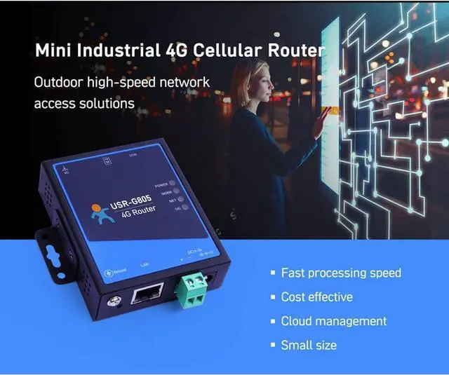 Alt view image 2 of 7 - USR-G805 4G VPN Router Mini Industrial LTE Modem 4G Cellular Router RJ45 Connector 10/100 Mbps Ethernet Port with 1 LAN Port Sim Card Slot Support 4G/3G/2G Network Firmware Update