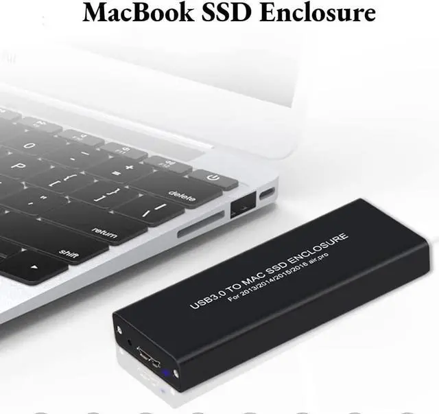 Alt view image 2 of 7 - USB C 3.0 to 12+16Pin SSD Enclosure Compatible with Apple MacBook Air pro Retina 2013 2014 2015 2016 SSD A1493 A1502 (Black)