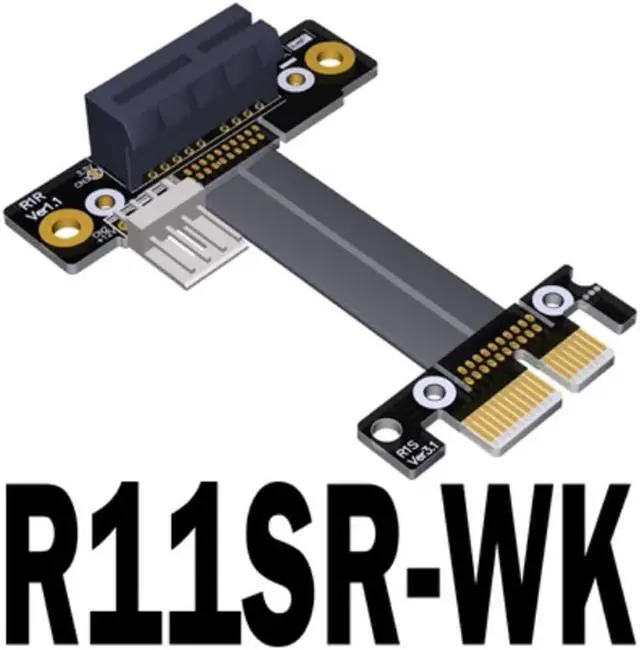 Alt view image 2 of 7 - R11S PCIe 3.0 x1 to x1 Extension Cable EMI Shielding 8G/BPS High Speed PCI Express 1x Riser Card Extender Ribbon Cable (45cm,R11SR-WK)