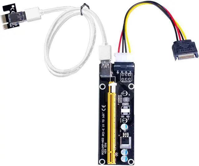 Alt view image 5 of 6 - Ver006 PCI-E Mining GPU Riser Card Extender PCIE 1X to 16X Extension Cable Adapter with 0.6M USB 3.0 Cable SATA to 6Pin Power Wire for GPU Graphics Card Bitcoin Ethereum Mining (Black)