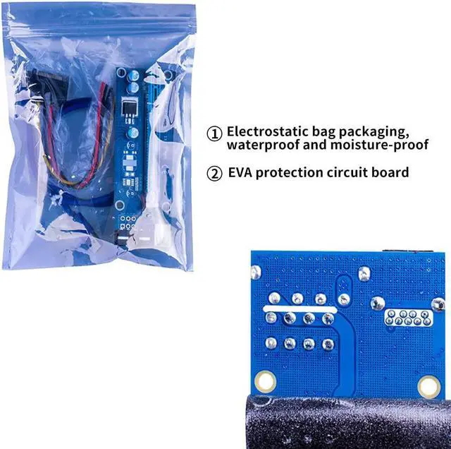 Alt view image 7 of 7 - Ver006 PCI-E Mining GPU Riser Card Extender PCIE 1X to 16X Extension Cable Adapter with 0.6M USB 3.0 Cable SATA to 6Pin Power Wire for GPU Graphics Card Bitcoin Ethereum Mining (Blue)