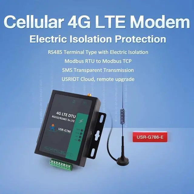 Alt view image 2 of 7 - USR-G786-G Serial 4G LTE Cellular Modems with Global Bands M2M Cellular Modems RS232 RS485 to LTE Cat 4 Modem Support FOTA Remote Upgrade (with Power Supply)
