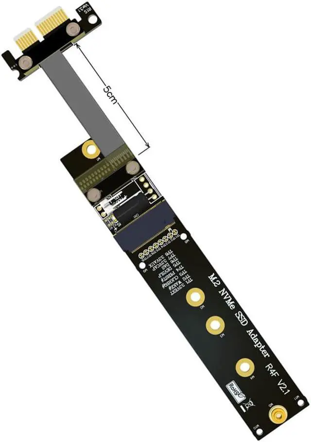 Alt view image 2 of 6 - M.2 M Key NVMe SSD to PCI-e PCIe x1 Adapter Riser Card PCIe 4X to 1x Extension Cable Flexible Flat Cable PCI Express 1x Gen3.0 R14SF (25cm)