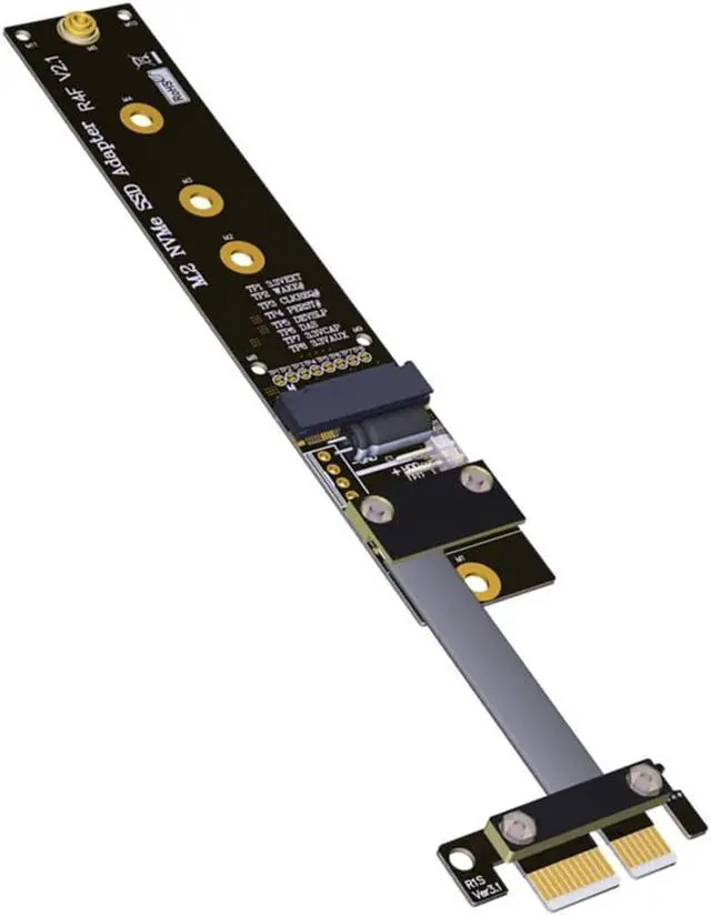 Alt view image 3 of 6 - M.2 M Key NVMe SSD to PCI-e PCIe x1 Adapter Riser Card PCIe 4X to 1x Extension Cable Flexible Flat Cable PCI Express 1x Gen3.0 R14SF (25cm)