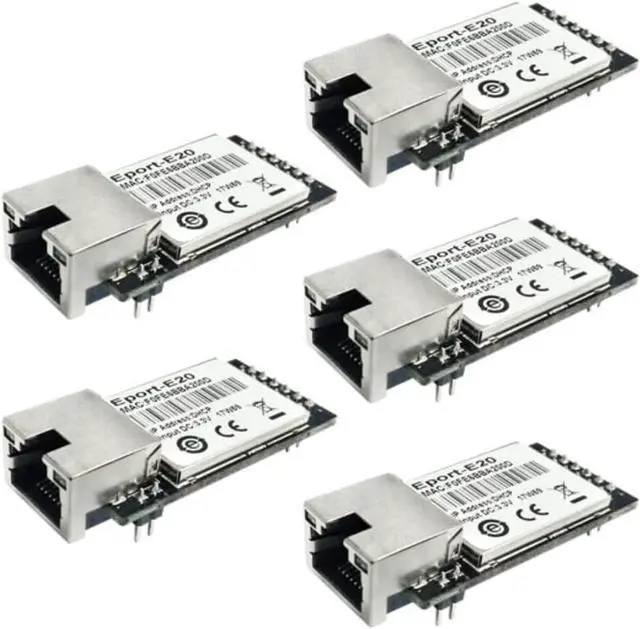 Main image of 5/10PCS Eport-E20 Network Server Port FreeRTOS TTL Serial to Ethernet Embedded Module DHCP 3.3V DHCP TCP IP Telnet Converter MCU (5pcs)