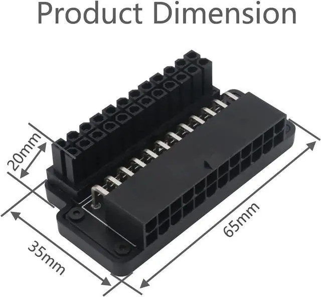Alt view image 3 of 6 - ATX 24-Pin Female to 24 Pin Male 90 Degree Angled Adapter Mainboard Motherboard Power Connectors for Desktop Power Cable PC Power Supply Cable