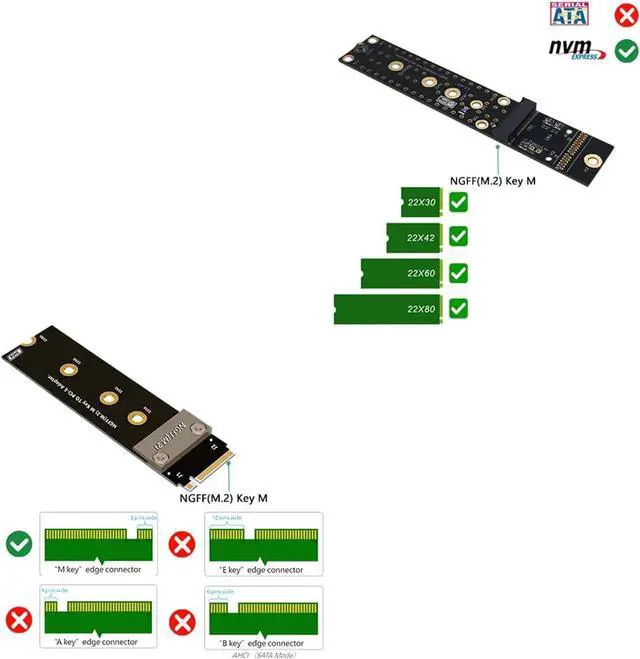 Alt view image 2 of 6 - M.2 NVMe SSD Extension Cable 20cm Solid Drive Riser Card M2 to PCI-Express 3.0 X4 PCIE Full Speed 32G/BPS M Key Extender Support 2242/2260/2280 SSD