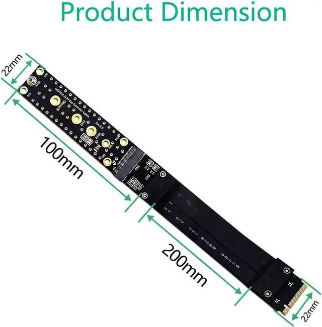 Alt view image 3 of 6 - M.2 NVMe SSD Extension Cable 20cm Solid Drive Riser Card M2 to PCI-Express 3.0 X4 PCIE Full Speed 32G/BPS M Key Extender Support 2242/2260/2280 SSD
