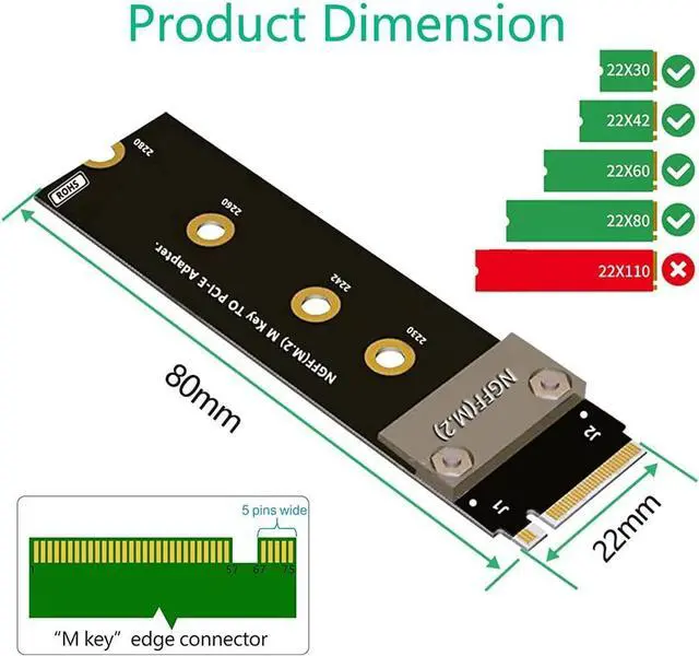 Alt view image 5 of 6 - M.2 NVMe SSD Extension Cable 20cm Solid Drive Riser Card M2 to PCI-Express 3.0 X4 PCIE Full Speed 32G/BPS M Key Extender Support 2242/2260/2280 SSD
