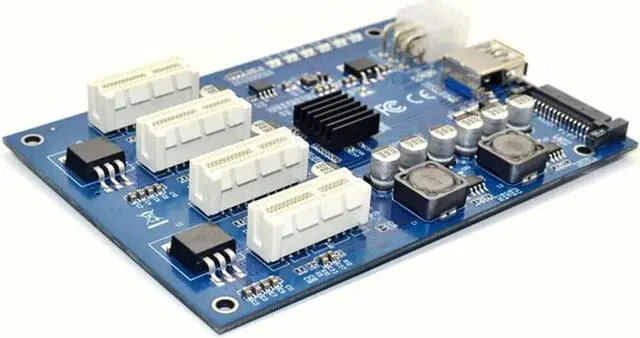 Alt view image 4 of 4 - M.2 M Key/PCI-E X1 to 4 PCI-E X16 Expansion Card 1 to 4 Port PCI Express Switch Multiplier HUB 6pin Sata USB Riser Card for BTC Miner Ethereum Mining ETH (M.2 M Key Port)