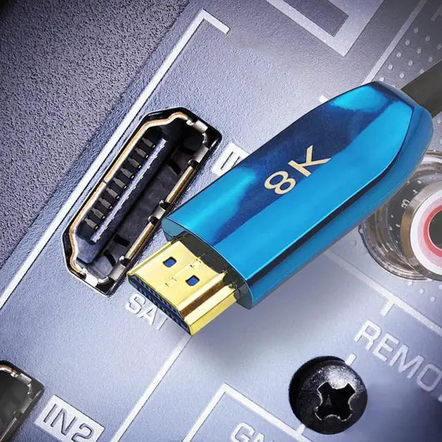 Alt view image 3 of 6 - 8K@60HZ Optical Fiber DP Cable 32Gbps/48Gbps 250mw High Speed Silicon Line Chip (4:4:4 HDR/RGB eARC HiFi) Compatible with HDMI Device Computer PS4/3 UHD TV Xbox One Projector (2.1 Version,20m)