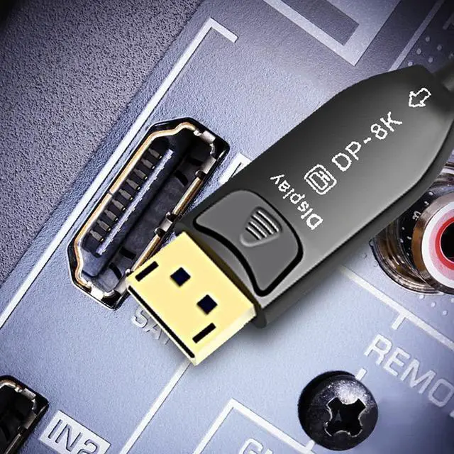 Alt view image 3 of 6 - 8K@60HZ Optical Fiber DP Cable 32Gbps/48Gbps 250mw High Speed Silicon Line Chip (4:4:4 HDR/RGB eARC HiFi) Compatible with HDMI Device Computer PS4/3 UHD TV Xbox One Projector (1.4 Version,10m)