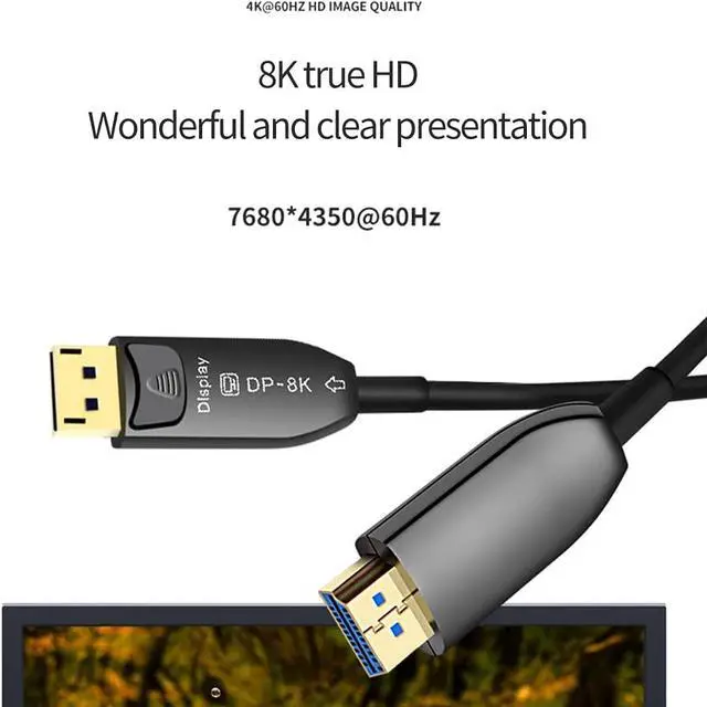 Alt view image 5 of 6 - 8K@60HZ Optical Fiber DP Cable 32Gbps/48Gbps 250mw High Speed Silicon Line Chip (4:4:4 HDR/RGB eARC HiFi) Compatible with HDMI Device Computer PS4/3 UHD TV Xbox One Projector (1.4 Version,10m)