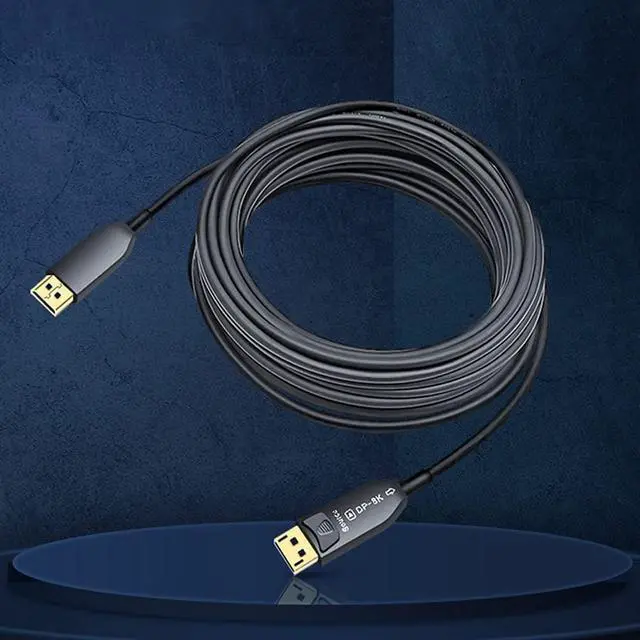 Alt view image 2 of 6 - 8K@60HZ Optical Fiber DP Cable 32Gbps/48Gbps 250mw High Speed Silicon Line Chip (4:4:4 HDR/RGB eARC HiFi) Compatible with HDMI Device Computer PS4/3 UHD TV Xbox One Projector (1.4 Version,10m)