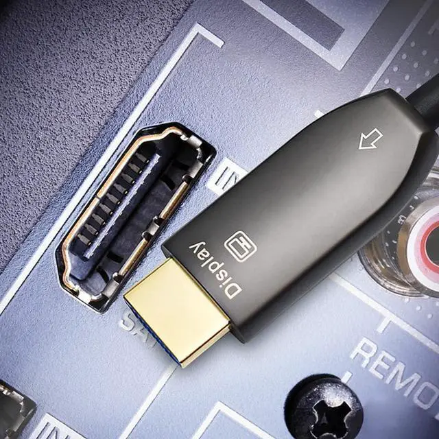 Alt view image 2 of 6 - 4K@60HZ Optical Fiber DP Cable 2.0 18Gbps 250mw High Speed Silicon Line Chip (4:4:4 HDR eARC HiFi HDCP2.2) Compatible with HDMI 2.0 Computer PS4/3 UHD TV Xbox One Blu-ray Projector (20m)