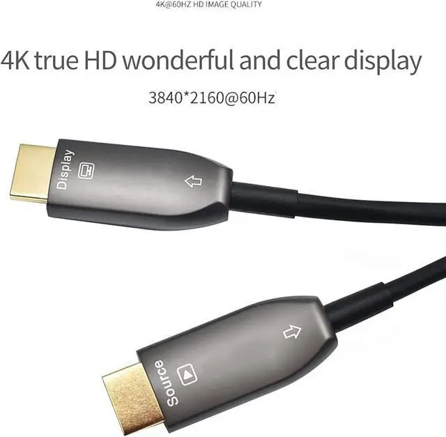 Alt view image 4 of 6 - 4K@60HZ Optical Fiber DP Cable 2.0 18Gbps 250mw High Speed Silicon Line Chip (4:4:4 HDR eARC HiFi HDCP2.2) Compatible with HDMI 2.0 Computer PS4/3 UHD TV Xbox One Blu-ray Projector (20m)