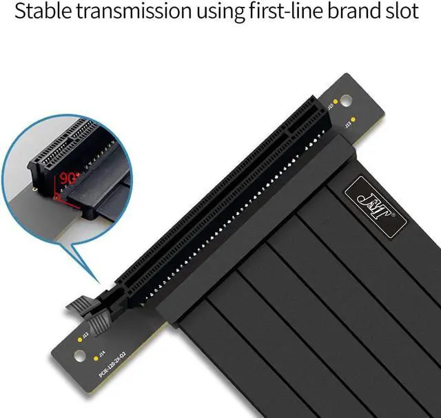 Alt view image 2 of 4 - GPU Riser Cable PCI-E 3.0 16x High Speed Flexible Extender Card Universal 90 Degree Adapter Support 3060 Graphic Card (Black,20cm)