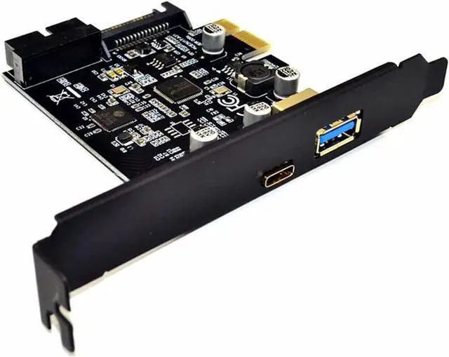 Alt view image 4 of 6 - PCI-E 1X to USB 3.1 Gen1 (5Gbps) 2-Port USB C+USB A Expansion Card Asmedia Chipset USB 3.1 PCI Express Card Adapter for 19pin Front USB 3.0 PCI-e Controller Pcie x1 Converter
