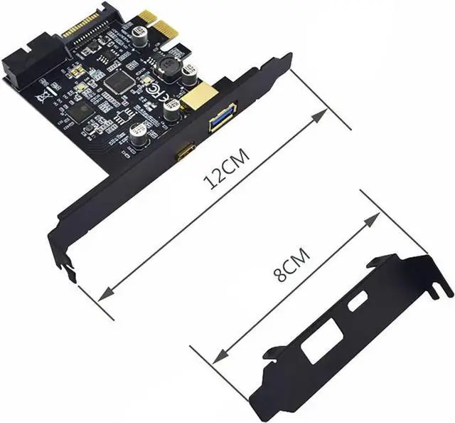 Alt view image 5 of 6 - PCI-E 1X to USB 3.1 Gen1 (5Gbps) 2-Port USB C+USB A Expansion Card Asmedia Chipset USB 3.1 PCI Express Card Adapter for 19pin Front USB 3.0 PCI-e Controller Pcie x1 Converter