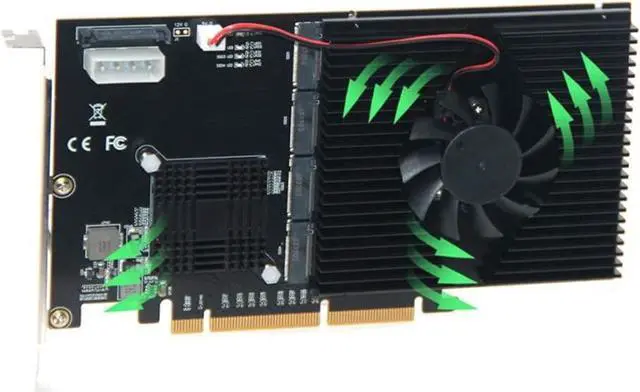 Alt view image 2 of 7 - M.2 NVMe PCI-E Adapter Card LM313 PCI-E 8X/16X to 4X M.2 NVMe(PCIe Protocol) Riser Card for NVME 2242 2260 2280 22110 SSD