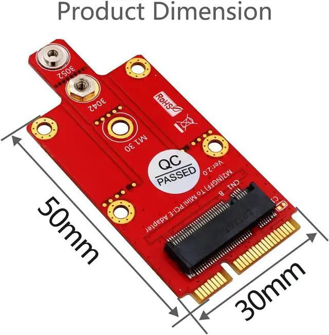 Alt view image 5 of 6 - M.2 NGFF Key B to Mini PCI-E Adapter Card with Screw Kit for 3G / 4G / 5G Module Support 3042/3052 Type M2 Key B Card Dimension