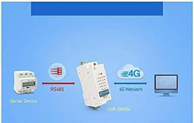 Alt view image 7 of 7 - USR-DR504-G Din Rail RS485 Industrial Cellular Modem DC9-36V Global Bands Supports Modbus RTU to TCP RS485 to 4G LTE Router with Sim Card Slot (No Power Supply)