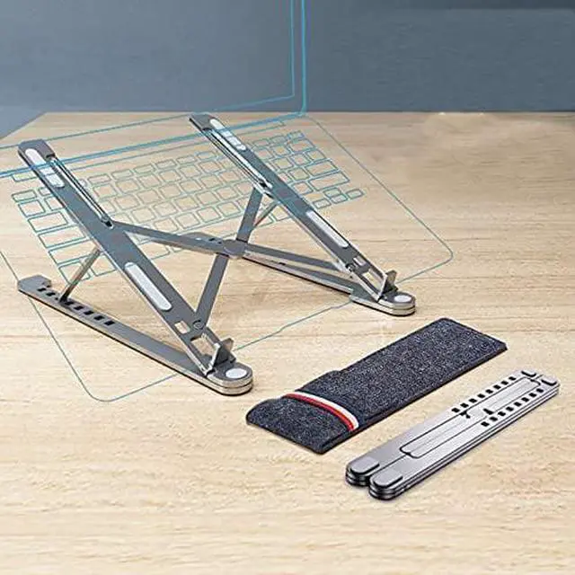 Alt view image 2 of 6 - Laptop Stand Foldable Aluminium Alloy Tablet Stand Bracket Laptop Holder Compatible with MacBook Pro Notebook (L Size,Grey with Magnetic)