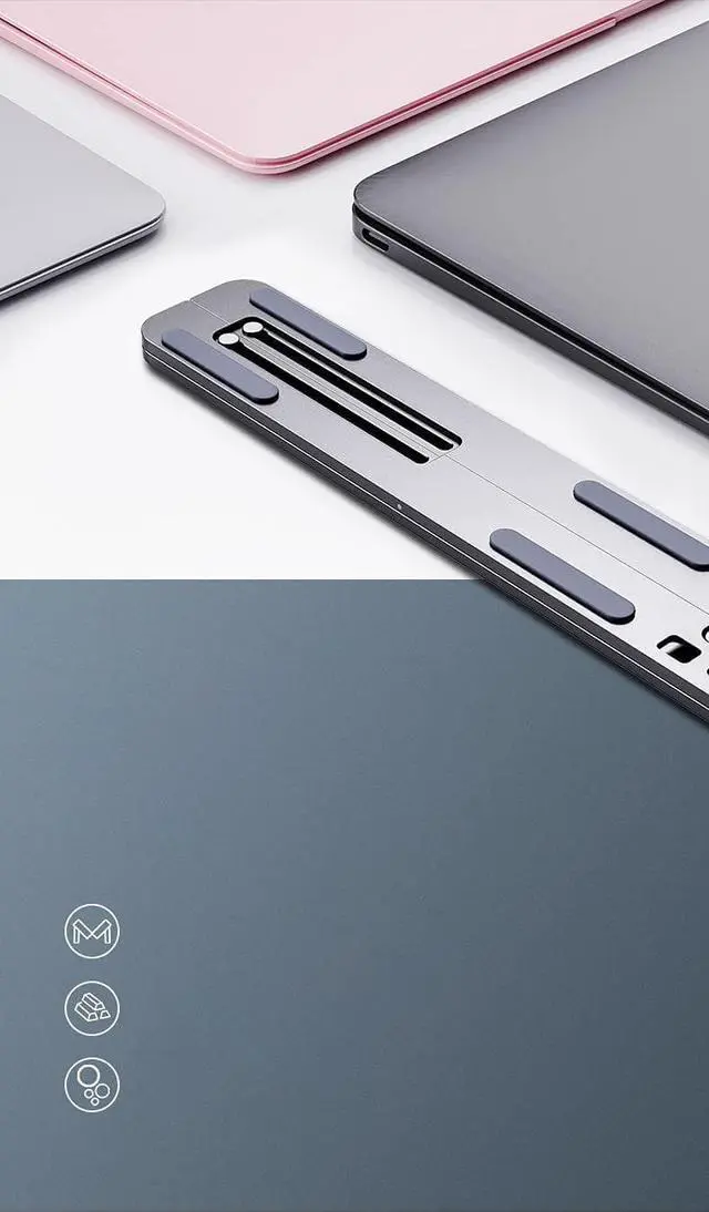 Alt view image 5 of 6 - Laptop Stand Foldable Aluminium Alloy Tablet Stand Bracket Laptop Holder Compatible with MacBook Pro Notebook (L Size,Grey with Magnetic)