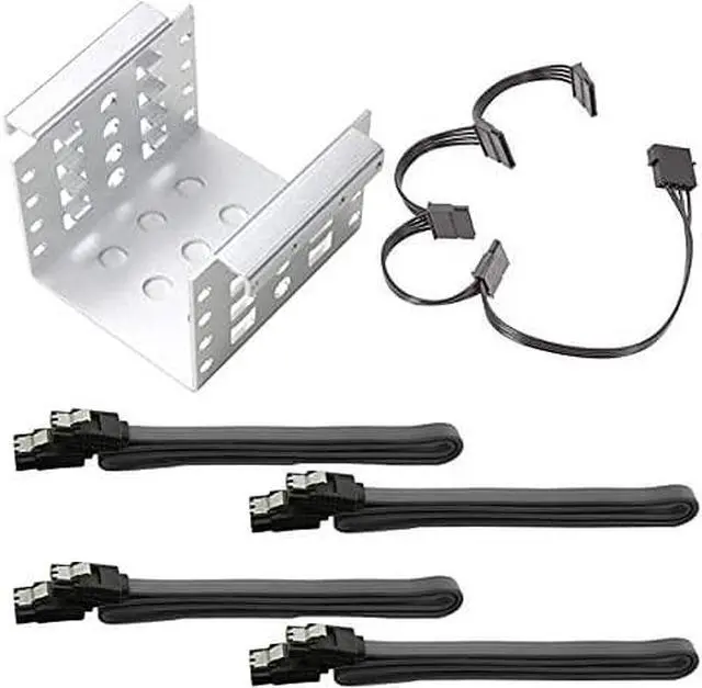 Main image of 4-Bay 2.5 Inch to 3.5 Inch Hard Drive Caddy Internal Mounting Adapter Bracket Floppy Drive Aluminum Alloy Mobile Holder (Silver w SATA Cable)