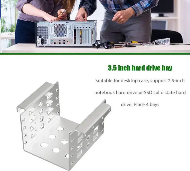Alt view image 3 of 5 - 4-Bay 2.5 Inch to 3.5 Inch Hard Drive Caddy Internal Mounting Adapter Bracket Floppy Drive Aluminum Alloy Mobile Holder (Silver Bracket)