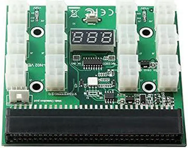 Alt view image 4 of 7 - PCI-E 64Pin to 12x 6Pin 12V Power Supply Breakout Board Adapter Converter for Ethereum BTC Antminer Miner Mining HP Server PSU GPU