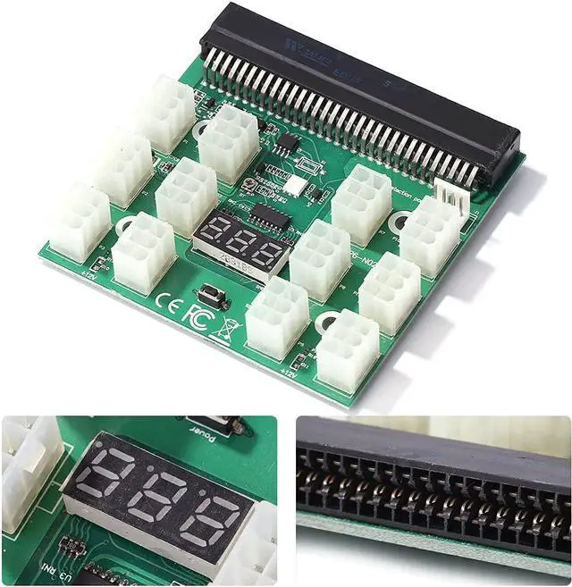 Alt view image 5 of 7 - PCI-E 64Pin to 12x 6Pin 12V Power Supply Breakout Board Adapter Converter for Ethereum BTC Antminer Miner Mining HP Server PSU GPU