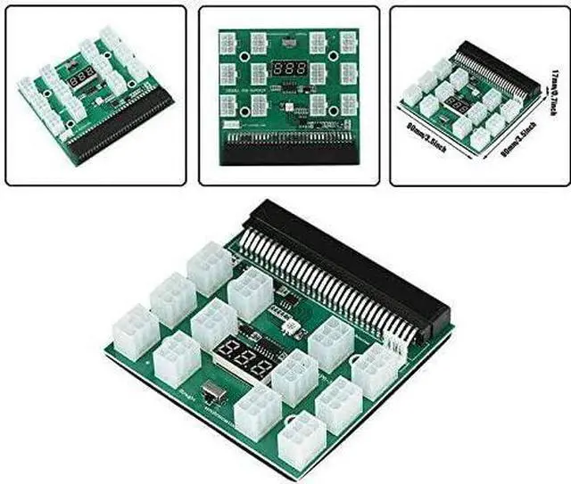 Alt view image 7 of 7 - PCI-E 64Pin to 12x 6Pin 12V Power Supply Breakout Board Adapter Converter for Ethereum BTC Antminer Miner Mining HP Server PSU GPU