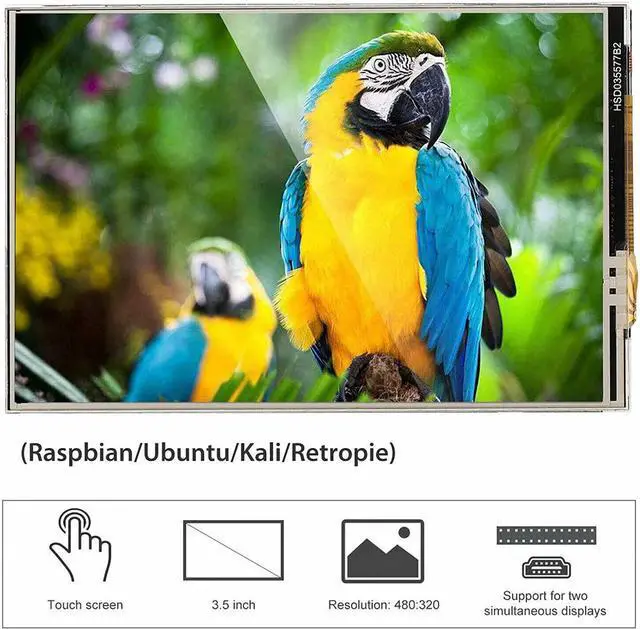 Alt view image 2 of 6 - 3.5 inch TFT LCD Touch Screen Display w/Fan Touch Pen Input Monitor Kit Compatible with HDMI Raspberry Pi 4B 3B 3B+ (No Case)