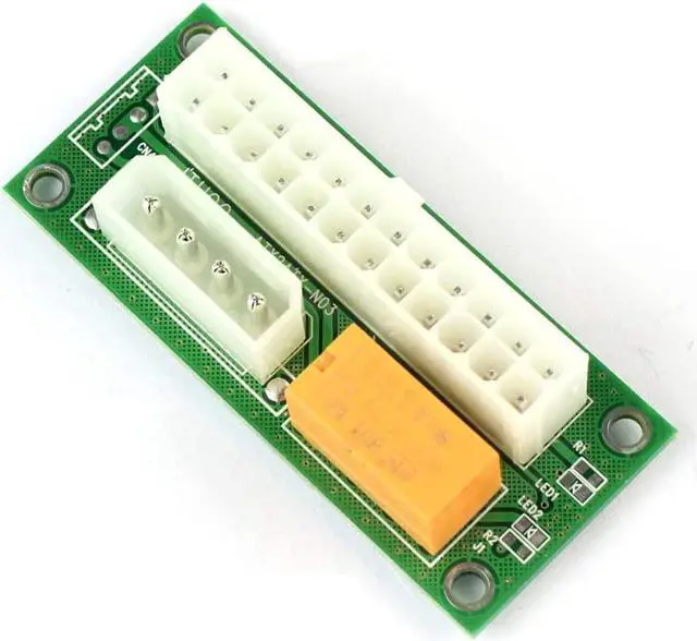 Alt view image 5 of 5 - 2-Pack Add2psu ATX 24 Pin to Molex 4Pin Connector for 2 PSU Adapter Power Supply Sync Starter Extender Cable Card for BTC Miner Machine