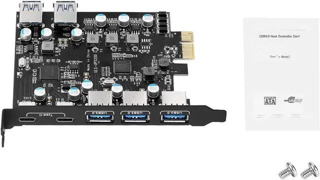 Alt view image 6 of 7 - PCI-E to USB 3.0 Type A+Type C Expansion Card FL110 Chipset 5Gbps for Desktop PC Host Card Support Linus, Windows 10/8/7/XP and MAC OS 10.8.2 Above (2X USB-C + 5X USB-A)