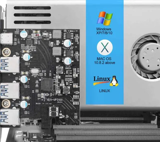 Alt view image 4 of 7 - PCI-E to USB 3.0 Type A+Type C Expansion Card FL110 Chipset 5Gbps for Desktop PC Host Card Support Linus, Windows 10/8/7/XP and MAC OS 10.8.2 Above (1X USB-C + 3X USB-A+Low-Profile Bracket)