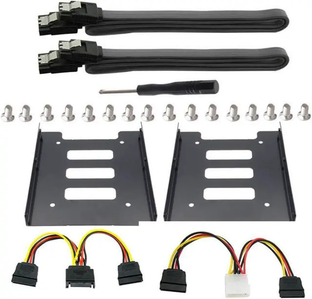 Main image of 2Pack SSD Mounting Bracket 2.5 to 3.5 Adapter with SATA Cable and Power Splitter Cable,DIY 2.5" to 3.5" Internal SSD/HDD Mounting Kit (Black)