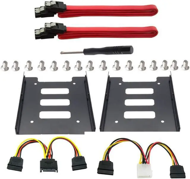 Main image of 2Pack SSD Mounting Bracket 2.5 to 3.5 Adapter with SATA Cable and Power Splitter Cable,DIY 2.5" to 3.5" Internal SSD/HDD Mounting Kit (Red)