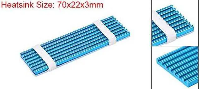 Alt view image 3 of 4 - Thickness 3mm Heatsink for NVME NGFF M.2 2280 PCI-E SSD with Silicone Thermal Pad,Heat Dissipation Radiator, M.2 Cooling Heat Sink Heat Thermal Pads (Blue)